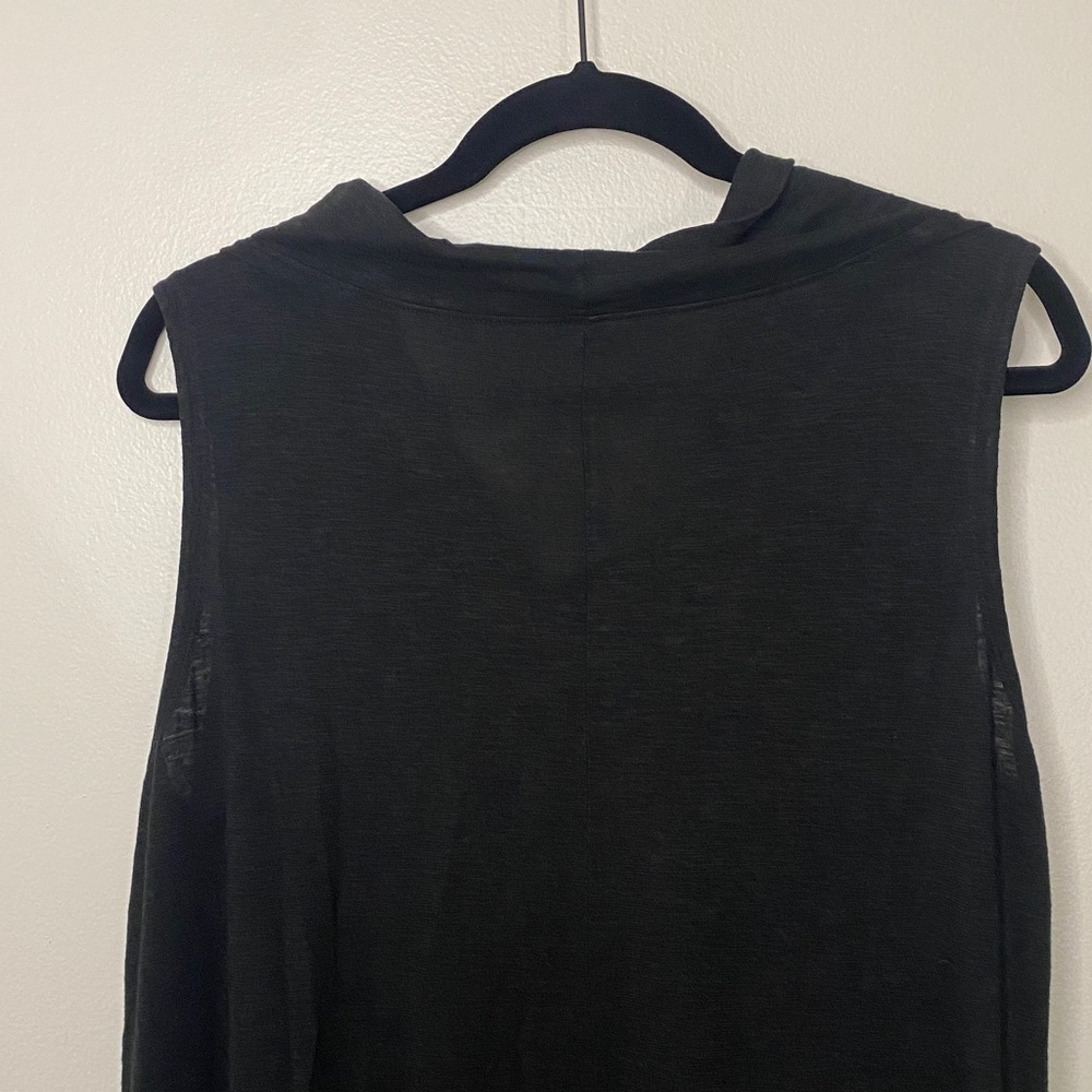Eileen Fisher Black Cowl Neck Sleeveless A-Line Dress Hem Cotton Medium - Picture 8 of 8